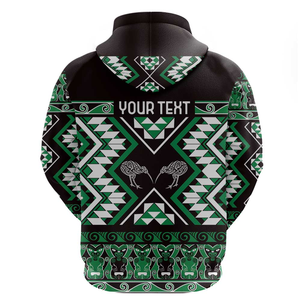 Personalised Taniko Motifs Aotearoa Hoodie Waitangi Kowhaiwhai Kiwi - Green
