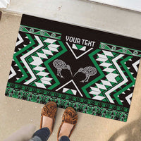Personalised Taniko Motifs Aotearoa Rubber Doormat Waitangi Kowhaiwhai Kiwi - Green