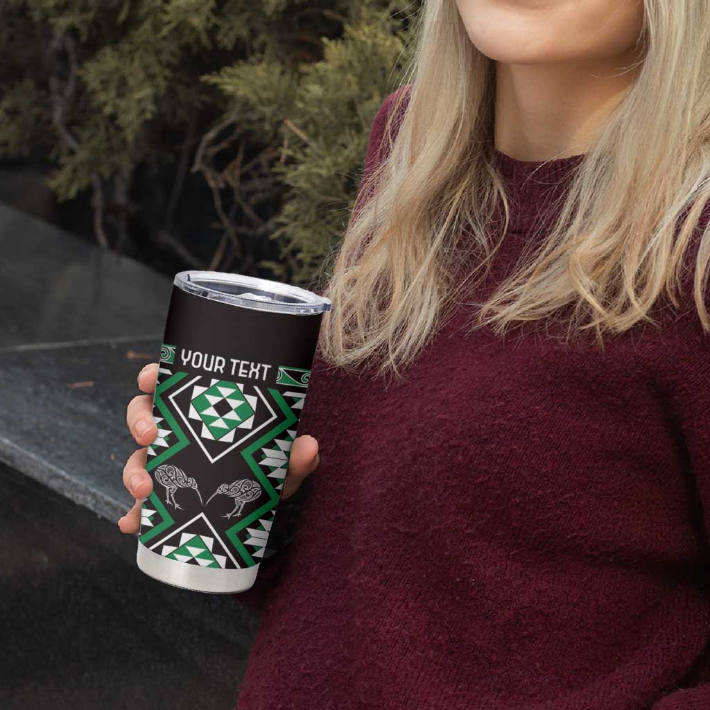 Personalised Taniko Motifs Aotearoa Tumbler Cup Waitangi Kowhaiwhai Kiwi - Green LT7 - Polynesian Pride