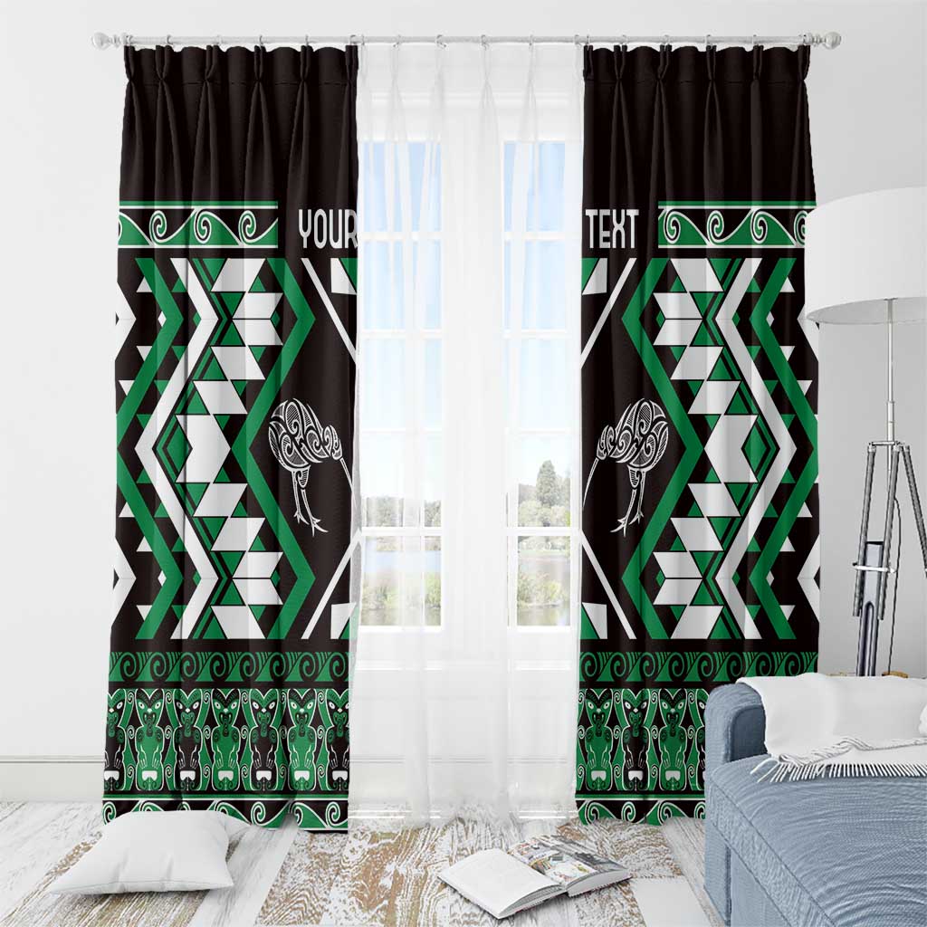 Personalised Taniko Motifs Aotearoa Window Curtain Waitangi Kowhaiwhai Kiwi - Green