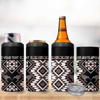 Personalised Taniko Motifs Aotearoa 4 in 1 Can Cooler Tumbler Waitangi Kowhaiwhai Kiwi - Mocha LT7 - Polynesian Pride
