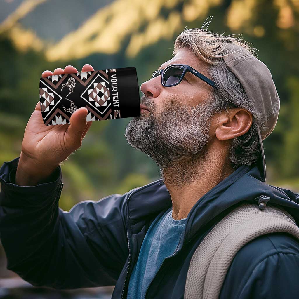 Personalised Taniko Motifs Aotearoa 4 in 1 Can Cooler Tumbler Waitangi Kowhaiwhai Kiwi - Mocha LT7 - Polynesian Pride