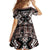 Personalised Taniko Motifs Aotearoa Family Matching Off The Shoulder Long Sleeve Dress and Hawaiian Shirt Waitangi Kowhaiwhai Kiwi - Mocha