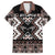 Personalised Taniko Motifs Aotearoa Family Matching Off The Shoulder Long Sleeve Dress and Hawaiian Shirt Waitangi Kowhaiwhai Kiwi - Mocha