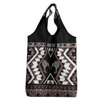 Personalised Taniko Motifs Aotearoa Grocery Bag Waitangi Kowhaiwhai Kiwi - Mocha