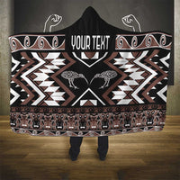 Personalised Taniko Motifs Aotearoa Hooded Blanket Waitangi Kowhaiwhai Kiwi - Mocha
