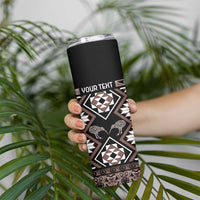 Personalised Taniko Motifs Aotearoa Skinny Tumbler Waitangi Kowhaiwhai Kiwi - Mocha LT7 - Polynesian Pride
