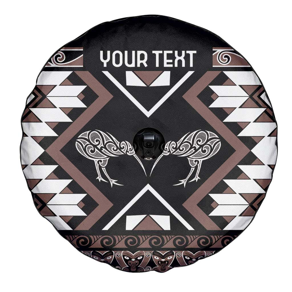 Personalised Taniko Motifs Aotearoa Spare Tire Cover Waitangi Kowhaiwhai Kiwi - Mocha