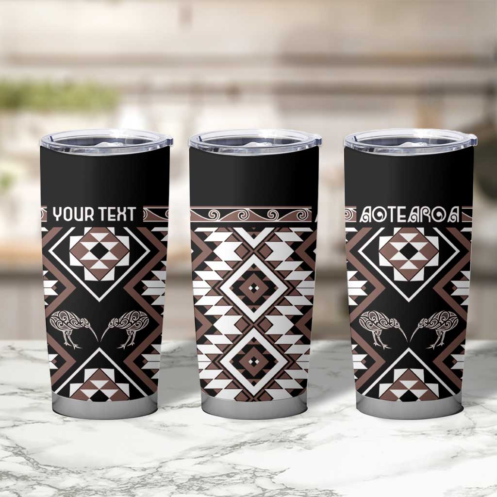Personalised Taniko Motifs Aotearoa Tumbler Cup Waitangi Kowhaiwhai Kiwi - Mocha LT7 - Polynesian Pride