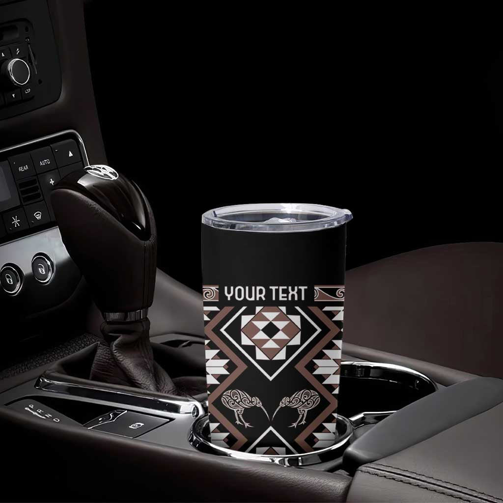 Personalised Taniko Motifs Aotearoa Tumbler Cup Waitangi Kowhaiwhai Kiwi - Mocha LT7 - Polynesian Pride