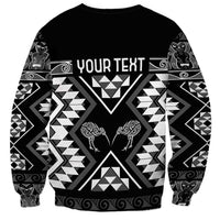 Personalised Taniko Motifs Aotearoa Sweatshirt Waitangi Kowhaiwhai Kiwi - Monochrome