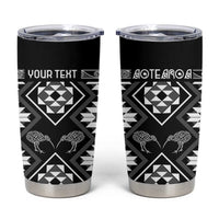Personalised Taniko Motifs Aotearoa Tumbler Cup Waitangi Kowhaiwhai Kiwi - Monochrome LT7 Grey - Polynesian Pride