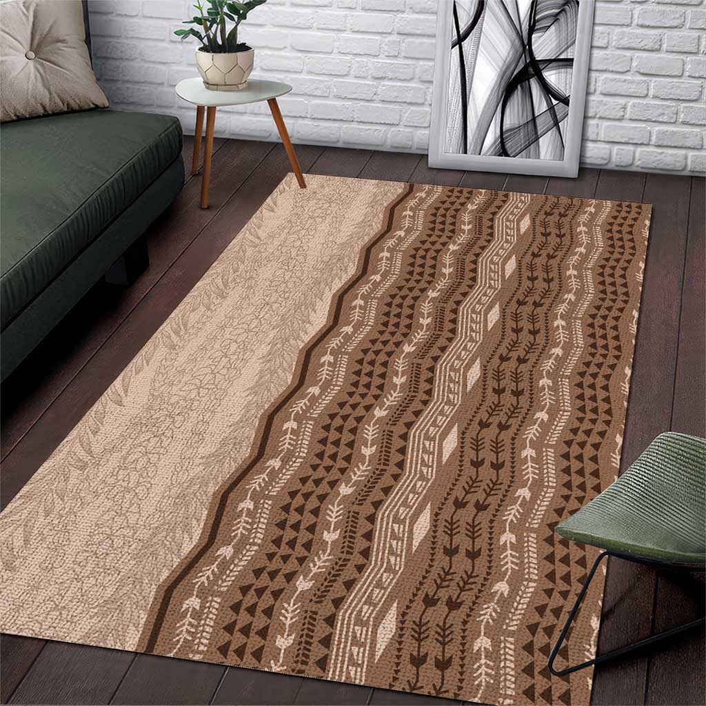 Vintage Beige Hawaiian Traditional Kapa Mix Flowers Lei Area Rug LT7 Beige - Polynesian Pride
