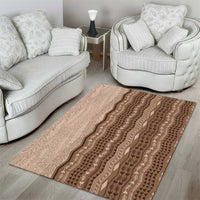 Vintage Beige Hawaiian Traditional Kapa Mix Flowers Lei Area Rug