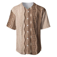Vintage Beige Hawaiian Traditional Kapa Mix Flowers Lei Baseball Jersey LT7 Beige - Polynesian Pride