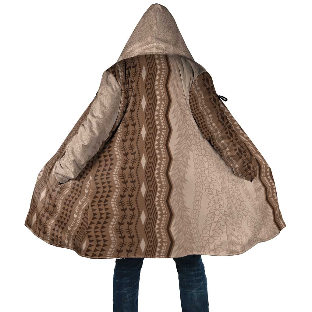 Vintage Beige Hawaiian Traditional Kapa Mix Flowers Lei Cloak