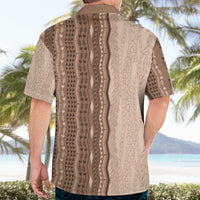 Vintage Beige Hawaiian Traditional Kapa Mix Flowers Lei Hawaiian Shirt