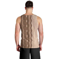 Vintage Beige Hawaiian Traditional Kapa Mix Flowers Lei Men Tank Top