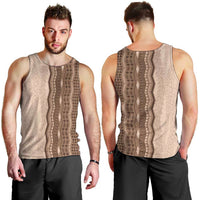 Vintage Beige Hawaiian Traditional Kapa Mix Flowers Lei Men Tank Top