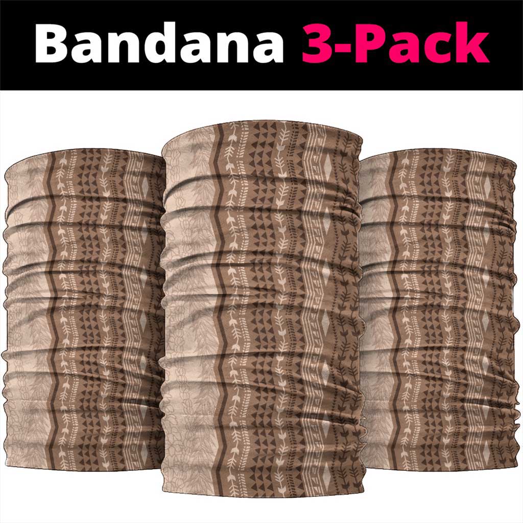 Vintage Beige Hawaiian Traditional Kapa Mix Flowers Lei Neck Gaiter LT7 package One Size: 25*50cm Beige - Polynesian Pride