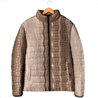 Vintage Beige Hawaiian Traditional Kapa Mix Flowers Lei Padded Jacket