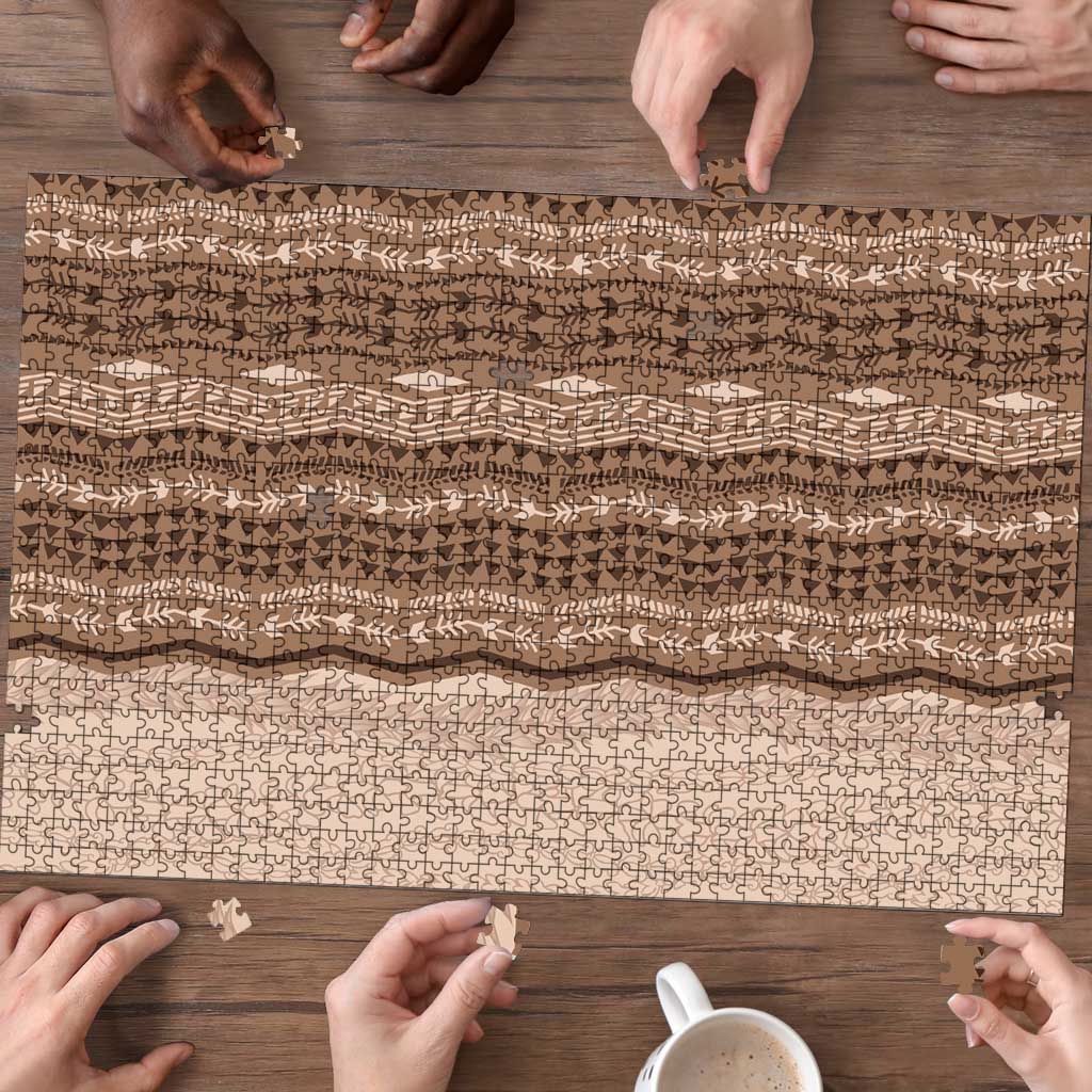 Vintage Beige Hawaiian Traditional Kapa Mix Flowers Lei Puzzle