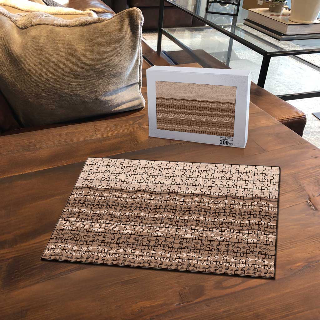 Vintage Beige Hawaiian Traditional Kapa Mix Flowers Lei Puzzle