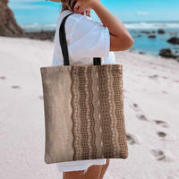 Vintage Beige Hawaiian Traditional Kapa Mix Flowers Lei Tote Bag