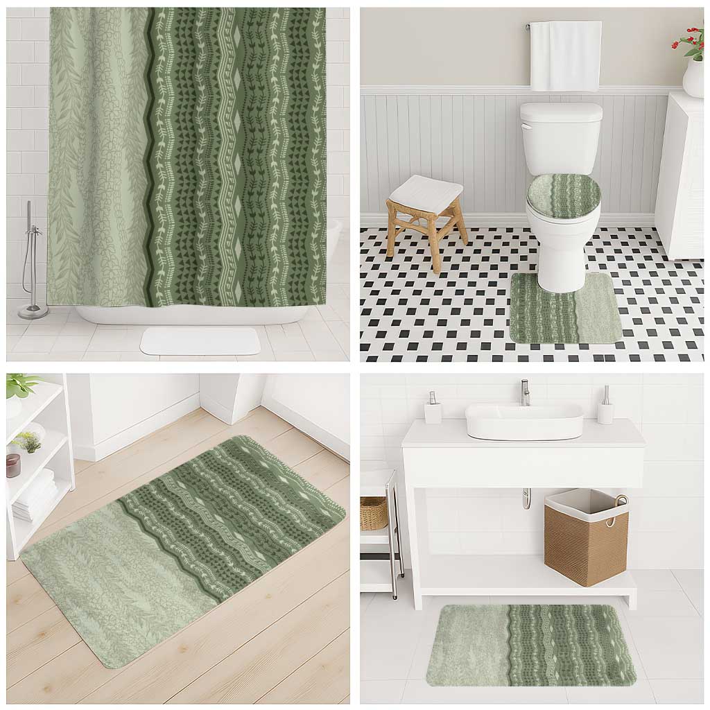 Vintage Sage Green Hawaiian Traditional Kapa Mix Flowers Lei Bathroom Set LT7 - Polynesian Pride