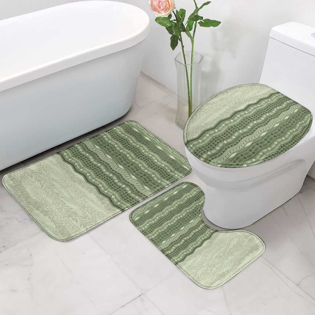 Vintage Sage Green Hawaiian Traditional Kapa Mix Flowers Lei Bathroom Set LT7 - Polynesian Pride