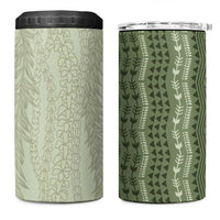 Vintage Sage Green Hawaiian Traditional Kapa Mix Flowers Lei 4 in 1 Can Cooler Tumbler