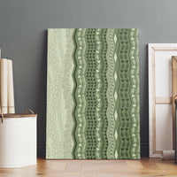 Vintage Sage Green Hawaiian Traditional Kapa Mix Flowers Lei Canvas Wall Art
