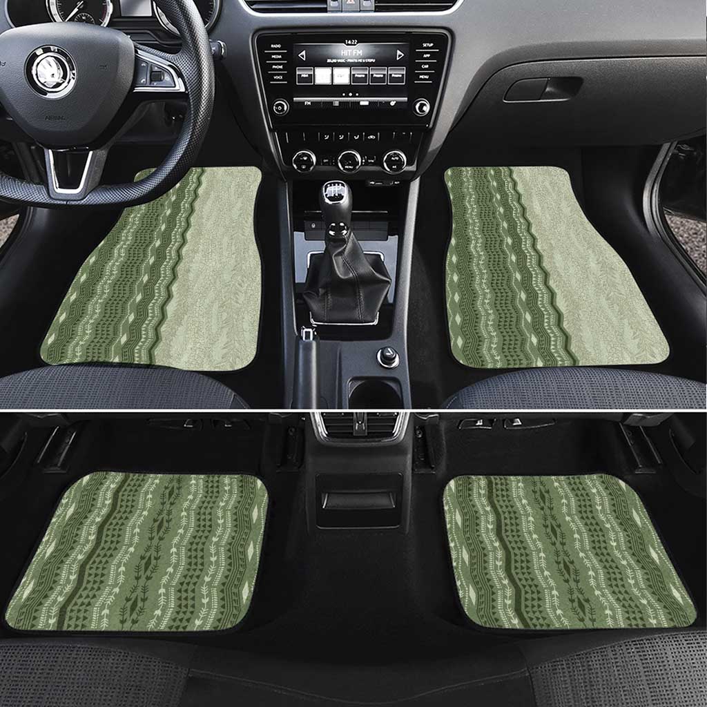 Vintage Sage Green Hawaiian Traditional Kapa Mix Flowers Lei Car Mats