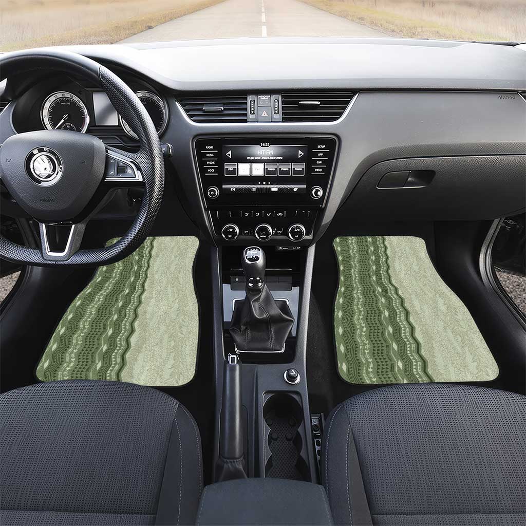 Vintage Sage Green Hawaiian Traditional Kapa Mix Flowers Lei Car Mats