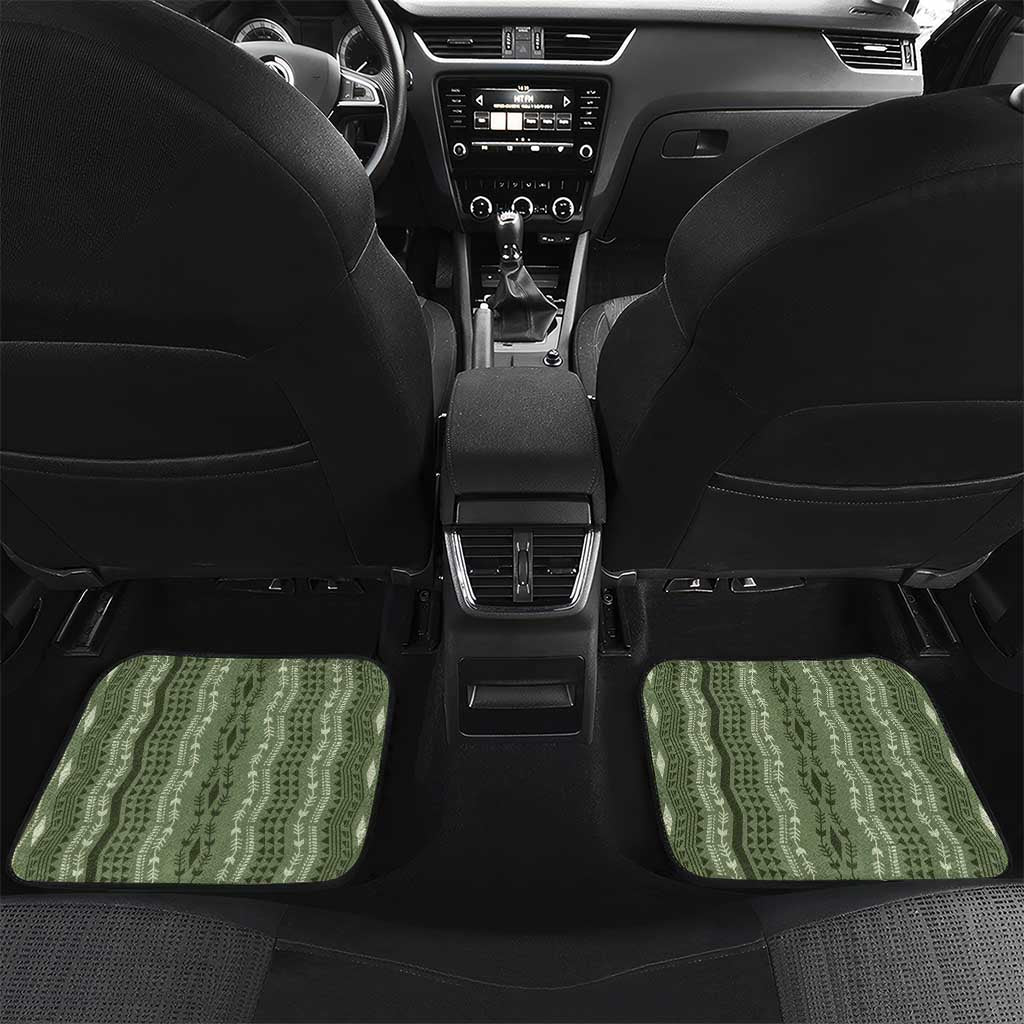 Vintage Sage Green Hawaiian Traditional Kapa Mix Flowers Lei Car Mats