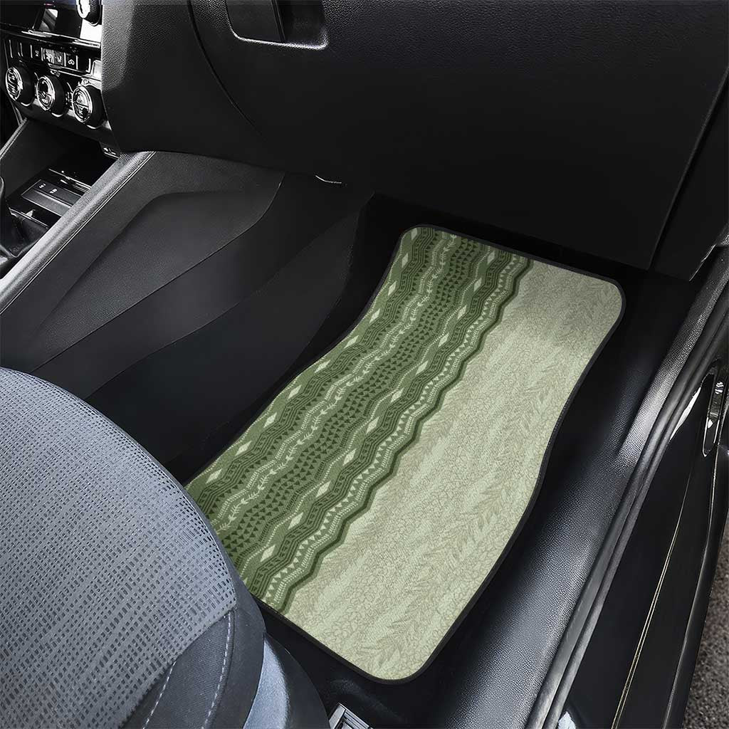 Vintage Sage Green Hawaiian Traditional Kapa Mix Flowers Lei Car Mats