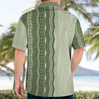 Vintage Sage Green Hawaiian Traditional Kapa Mix Flowers Lei Hawaiian Shirt