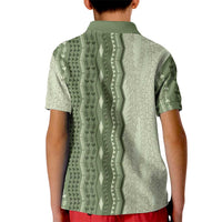 Vintage Sage Green Hawaiian Traditional Kapa Mix Flowers Lei Kid Polo Shirt