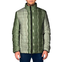Vintage Sage Green Hawaiian Traditional Kapa Mix Flowers Lei Padded Jacket LT7 Men Sage Green - Polynesian Pride
