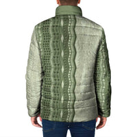 Vintage Sage Green Hawaiian Traditional Kapa Mix Flowers Lei Padded Jacket LT7 - Polynesian Pride