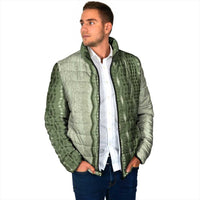 Vintage Sage Green Hawaiian Traditional Kapa Mix Flowers Lei Padded Jacket LT7 - Polynesian Pride