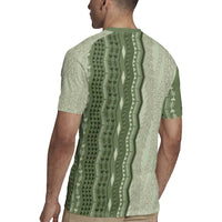 Vintage Sage Green Hawaiian Traditional Kapa Mix Flowers Lei Rugby Jersey