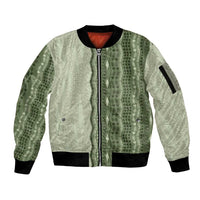 Vintage Sage Green Hawaiian Traditional Kapa Mix Flowers Lei Sleeve Zip Bomber Jacket LT7 Unisex Sage Green - Polynesian Pride
