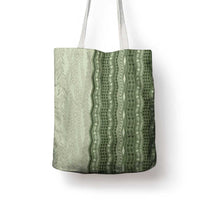 Vintage Sage Green Hawaiian Traditional Kapa Mix Flowers Lei Tote Bag