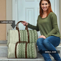 Vintage Sage Green Hawaiian Traditional Kapa Mix Flowers Lei Travel Bag