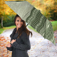 Vintage Sage Green Hawaiian Traditional Kapa Mix Flowers Lei Umbrella LT7 - Polynesian Pride
