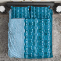 Vintage Cobalt Blue Hawaiian Traditional Kapa Mix Flowers Lei Bedding Set