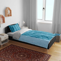 Vintage Cobalt Blue Hawaiian Traditional Kapa Mix Flowers Lei Bedding Set