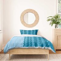 Vintage Cobalt Blue Hawaiian Traditional Kapa Mix Flowers Lei Bedding Set