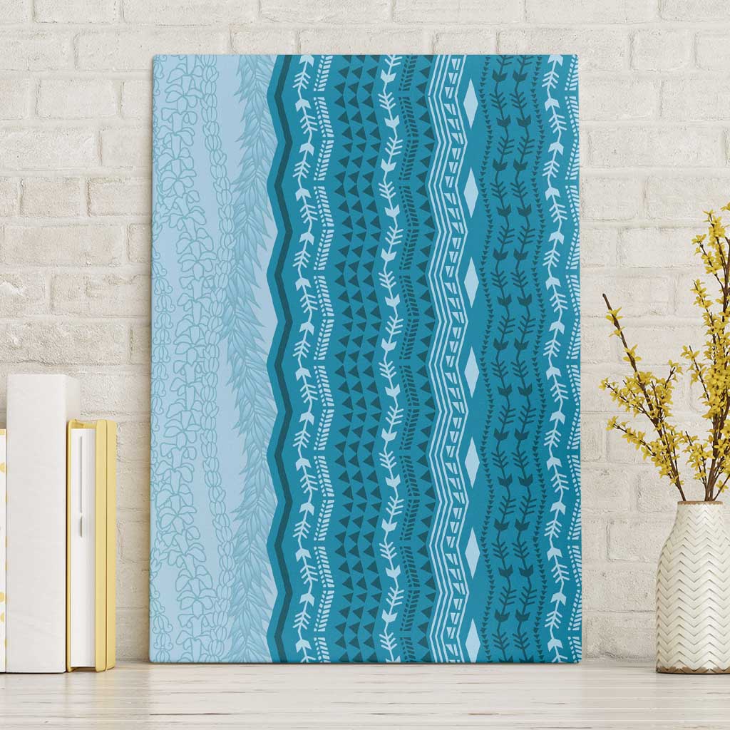 Vintage Cobalt Blue Hawaiian Traditional Kapa Mix Flowers Lei Canvas Wall Art LT7 Without Frame Cobalt Blue - Polynesian Pride